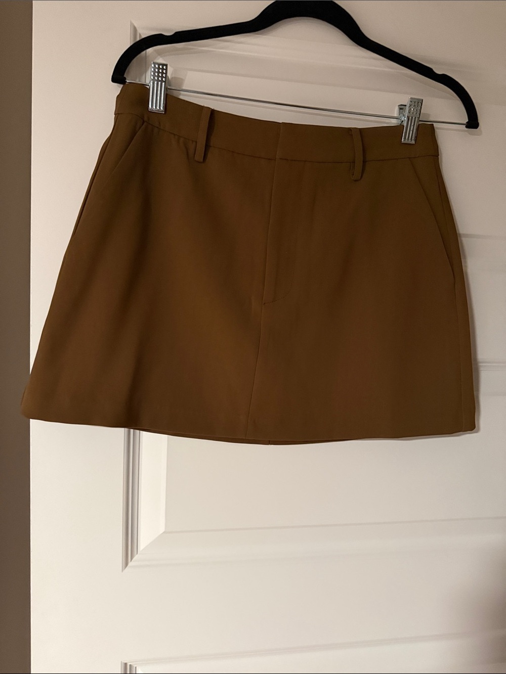 Astr Brown Tailored A-Line Mini Skirt